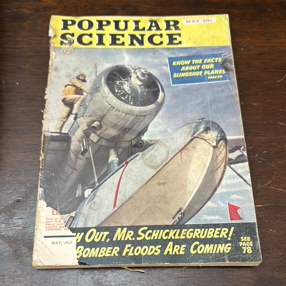 Vintage Popular Science Magazine Cover 1943